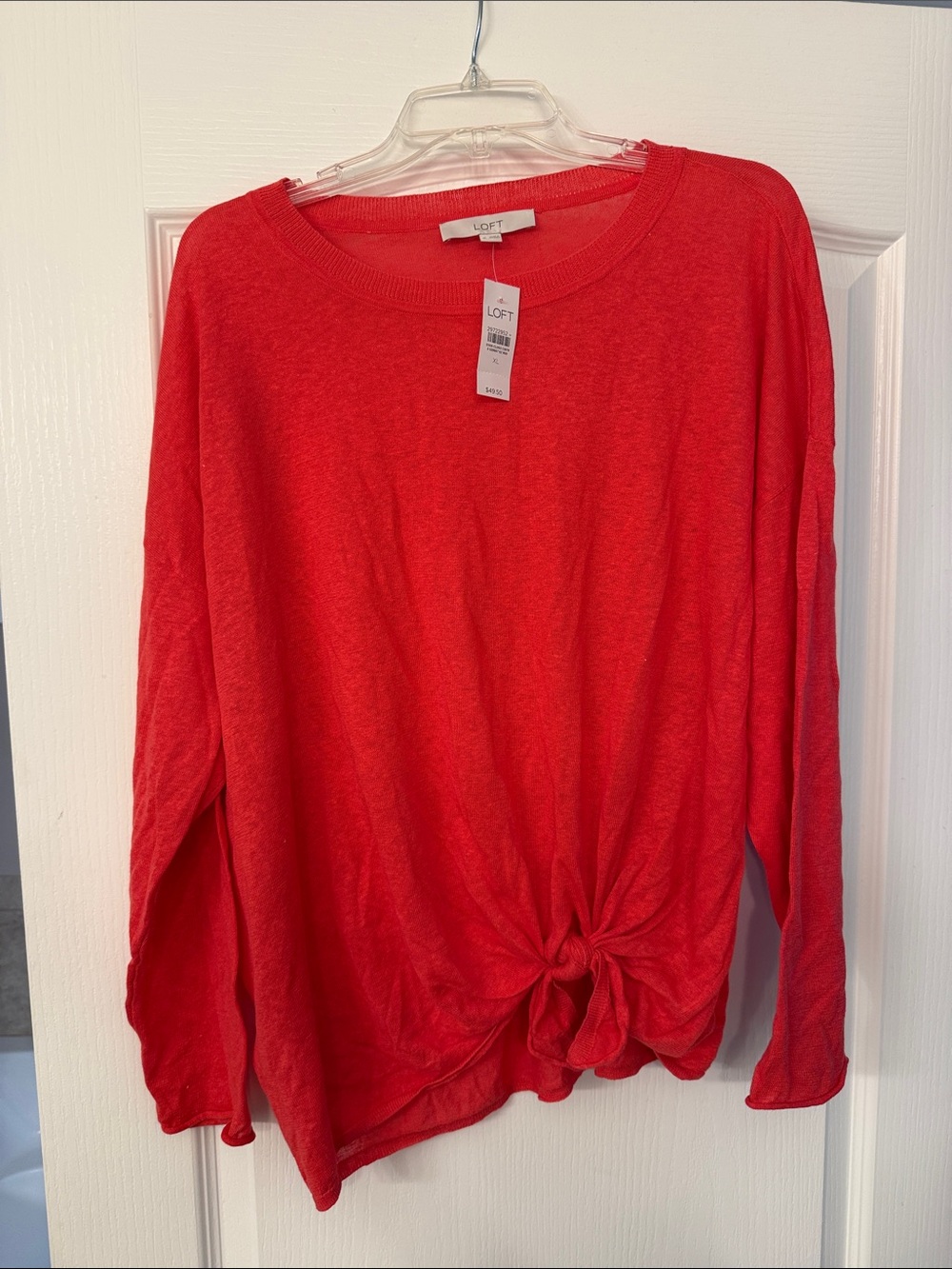 LOFT  Coral Knot-Front Long Sleeve Top